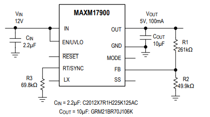 4V~21V 100mA 結(jié)構(gòu)緊湊降壓型μModule電源模塊MAXM17900 4V~21V 100mA 結(jié)構(gòu)緊湊降壓型μModule電源模塊MAXM17900