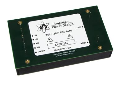 美國American Power Design A100系列高壓DC-DC轉(zhuǎn)換器100W,48-200V