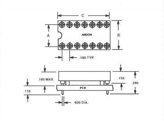 ANDON 高溫200℃封閉框架ICDIP插座，帶支架